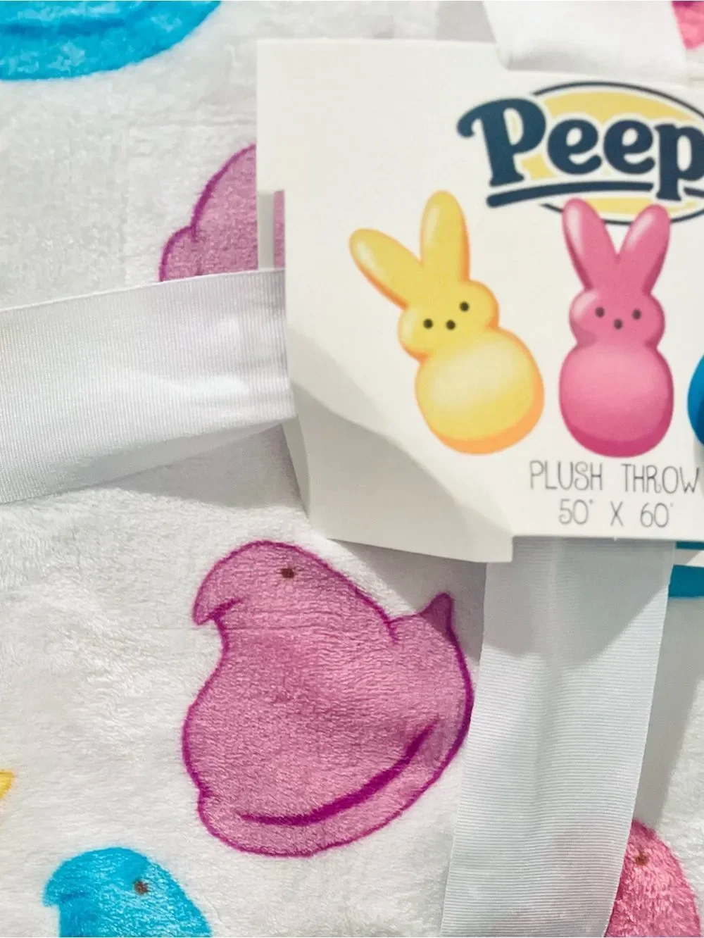 Peeps Plush Throw Blanket OS 50”x 60” Pastel Multi-Color NEW